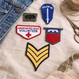 5 Vintage Historical Military Patches. 1940’s 1950’s 1960’s Era. Collectible